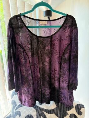 Dressbarn Purple Floral Scoop Neck Women’s Top